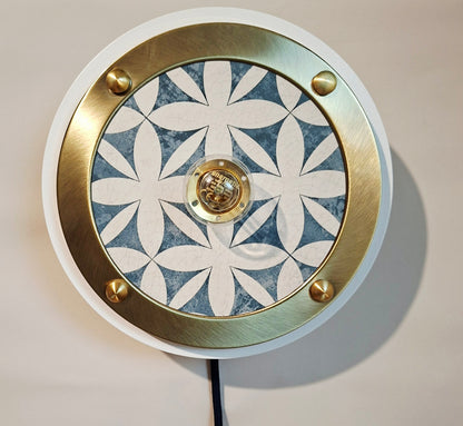 Luminaire Céleste déjà confectionné -Câble Textile Bleu