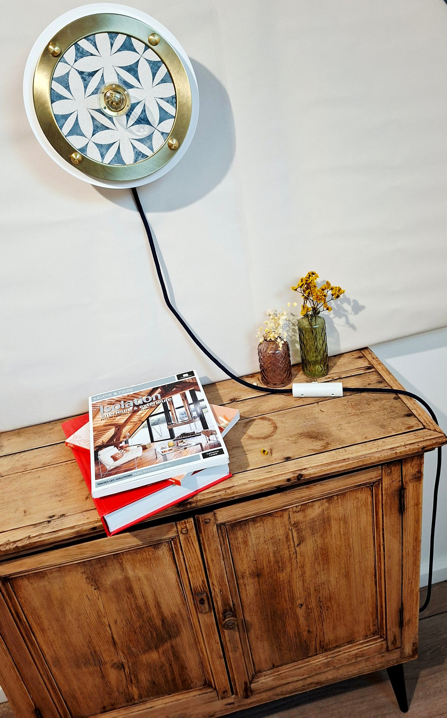 Luminaire Céleste déjà confectionné -Câble Textile Bleu