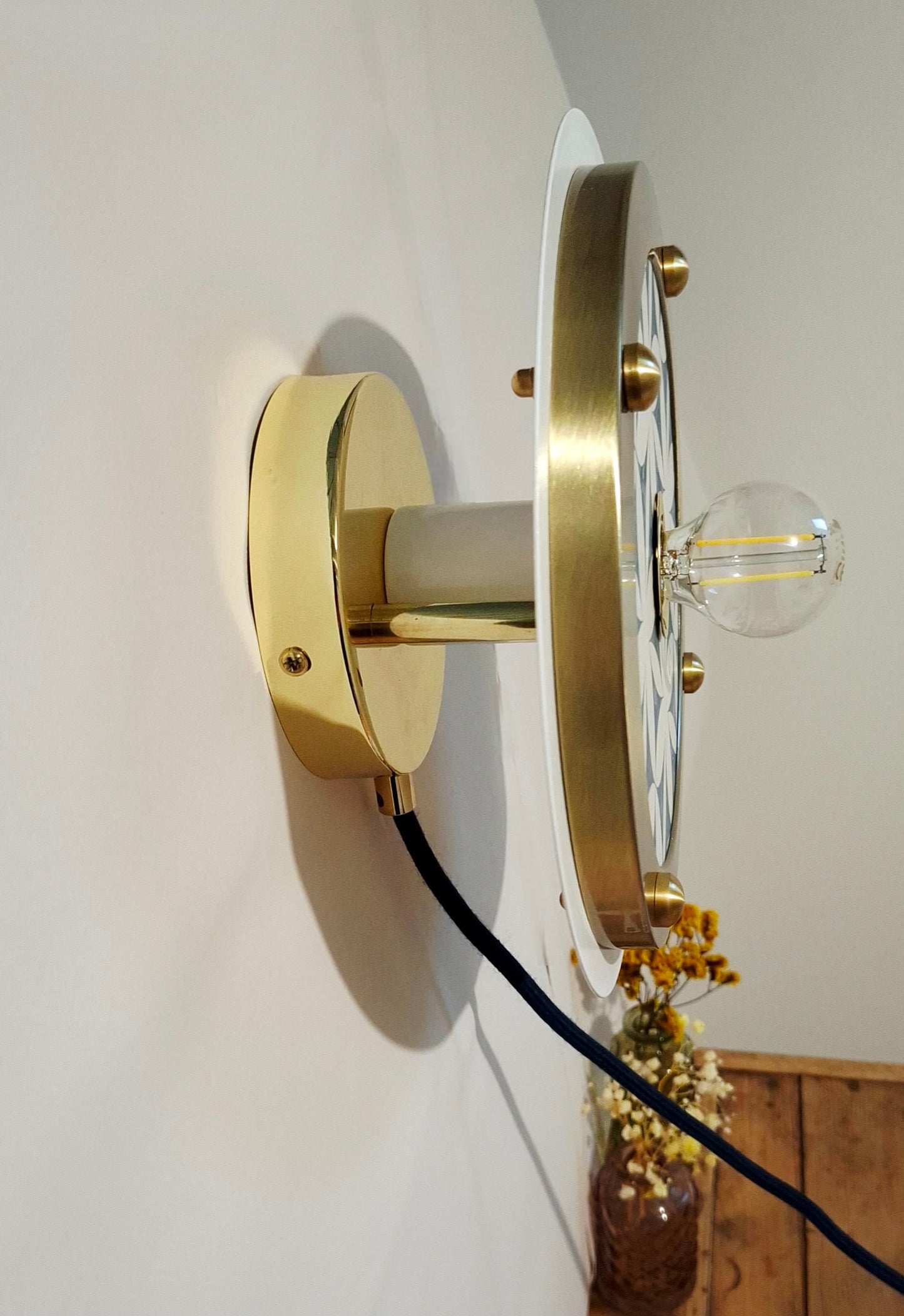 Luminaire Céleste déjà confectionné -Câble Textile Bleu