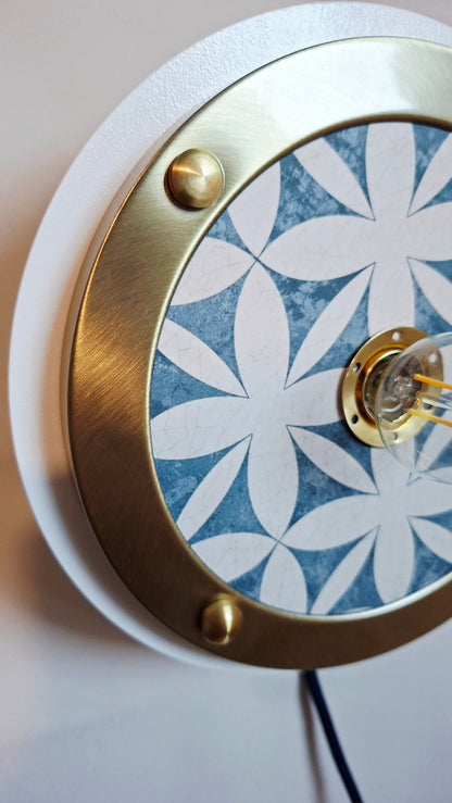 Luminaire Céleste déjà confectionné -Câble Textile Bleu