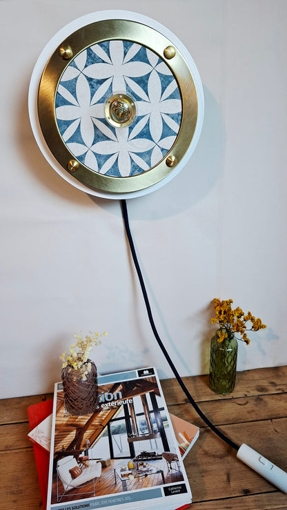 Luminaire Céleste déjà confectionné -Câble Textile Bleu