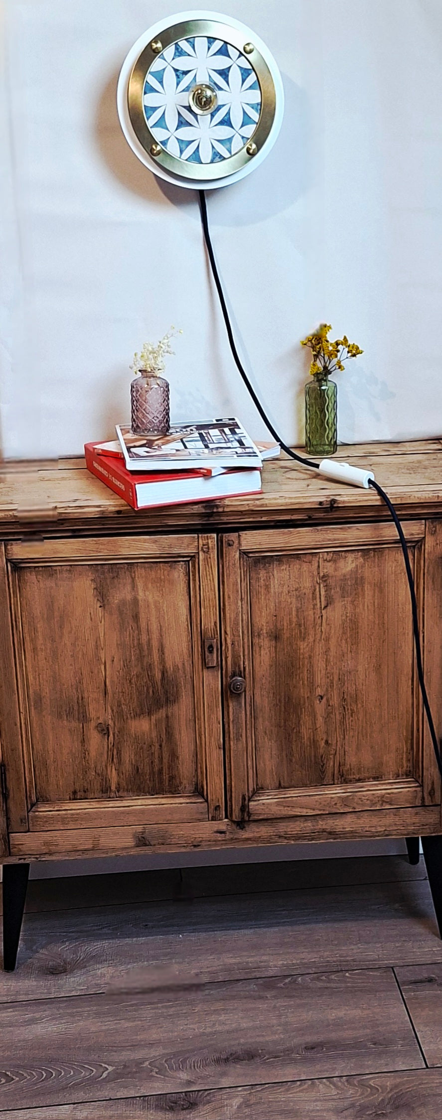 Luminaire Céleste déjà confectionné -Câble Textile Bleu