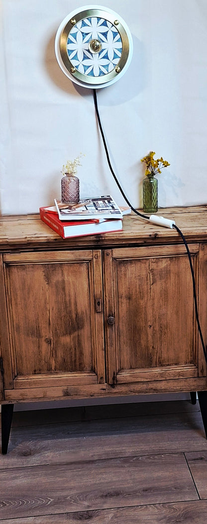 Luminaire Céleste déjà confectionné -Câble Textile Bleu