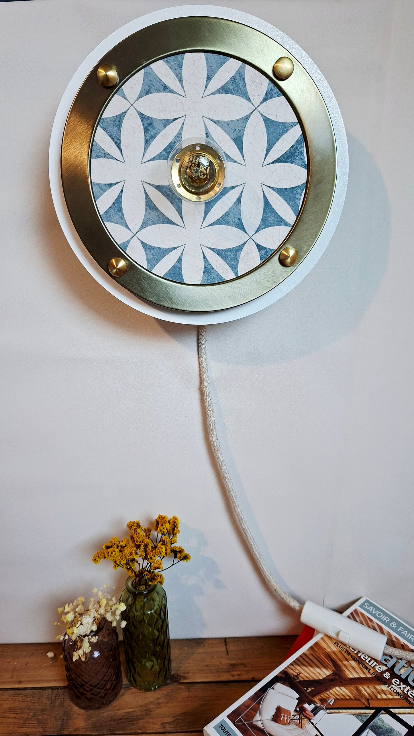 Luminaire Céleste déjà confectionné- Câble textile Beige