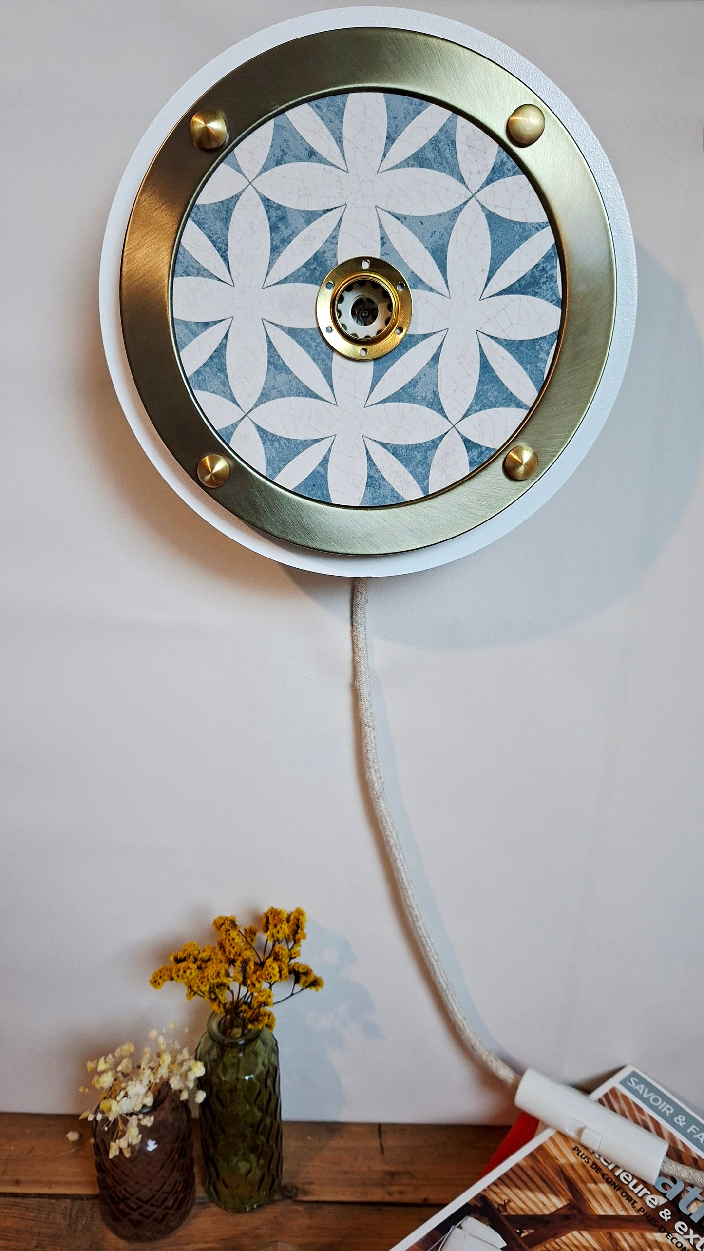 Luminaire Céleste déjà confectionné- Câble textile Beige