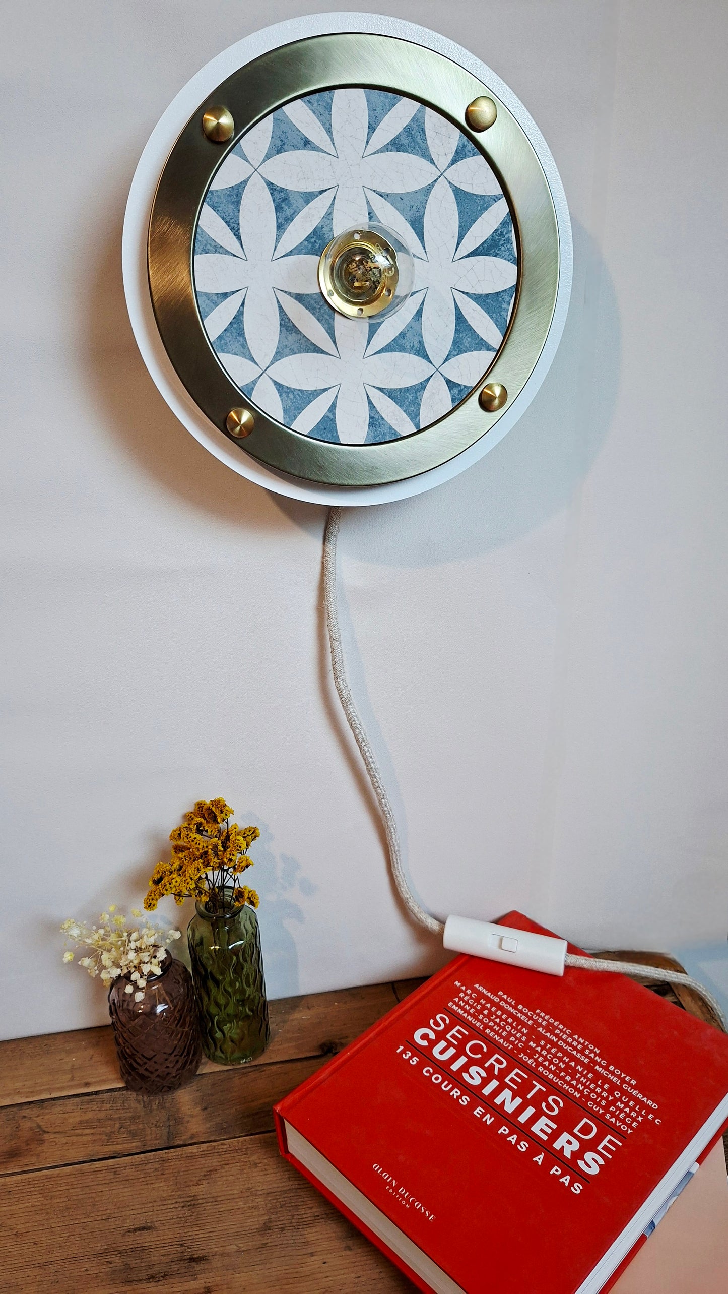 Luminaire Céleste déjà confectionné- Câble textile Beige