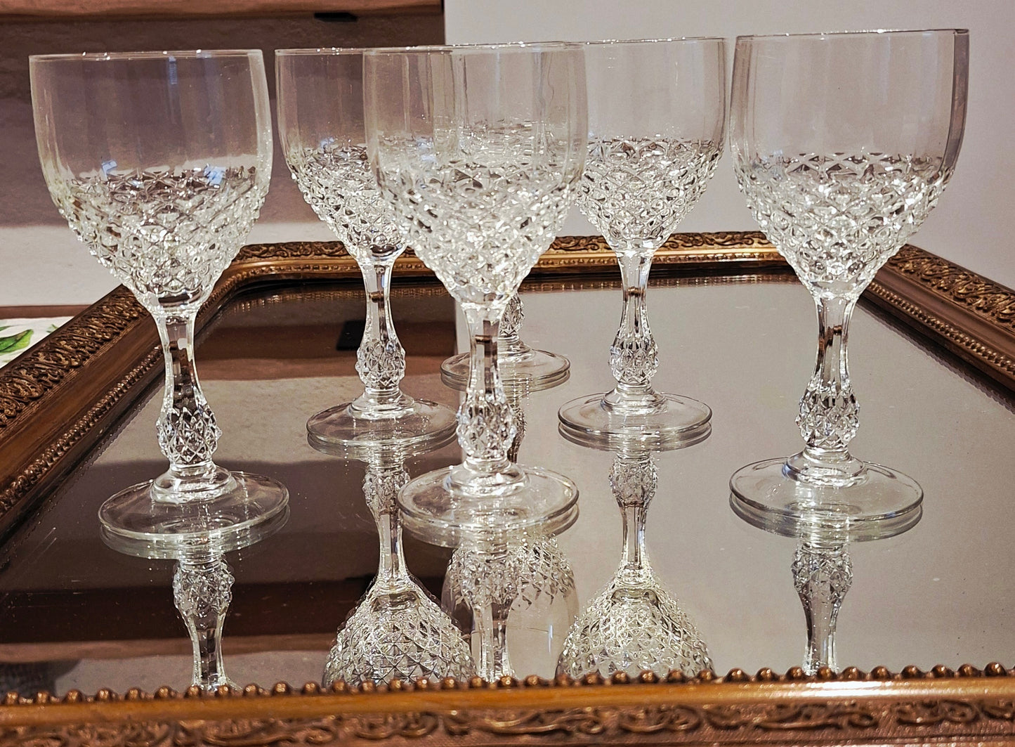 6 grands verres en cristal d’Arques, modèle Chenonceaux,