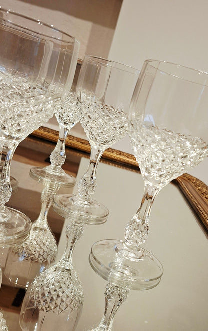 6 grands verres en cristal d’Arques, modèle Chenonceaux,