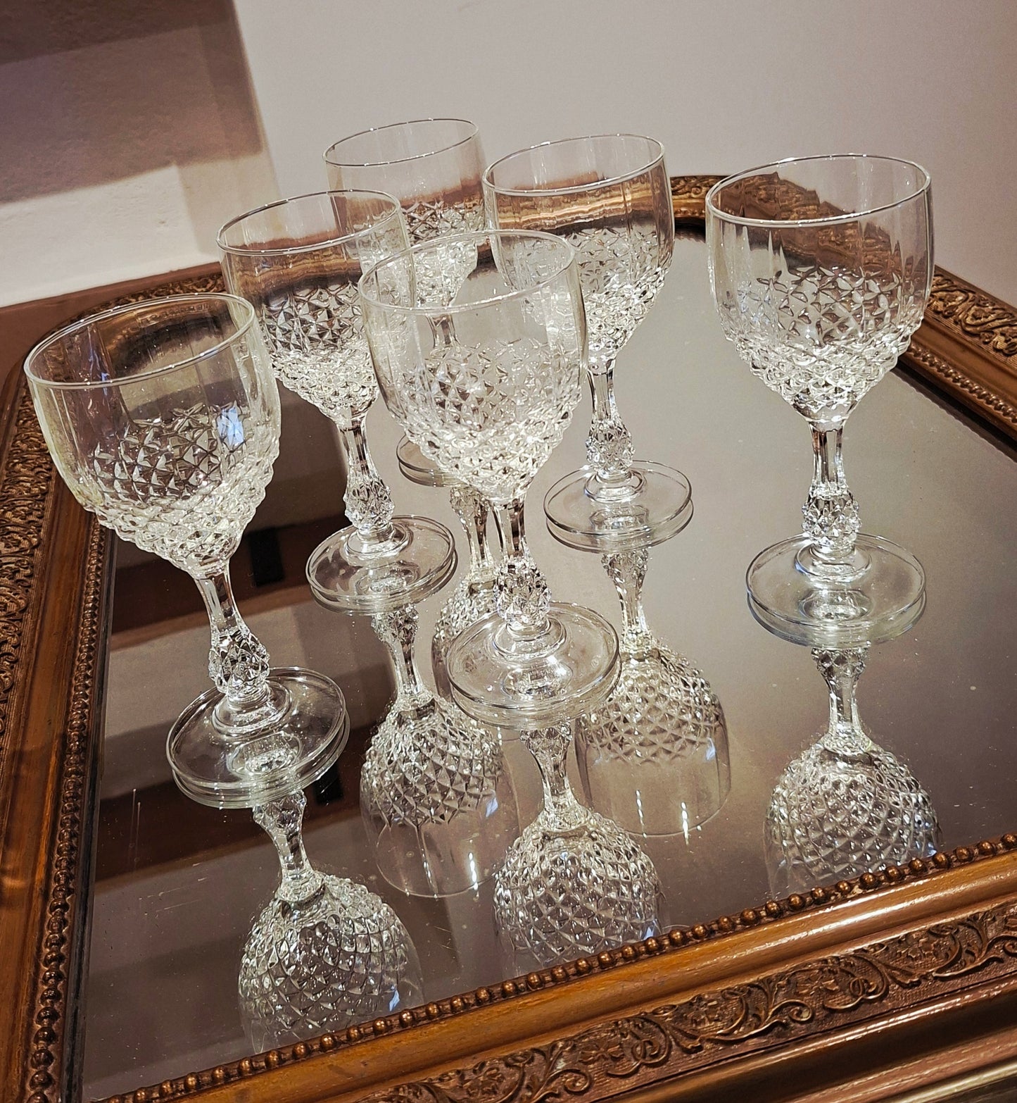 6 grands verres en cristal d’Arques, modèle Chenonceaux,
