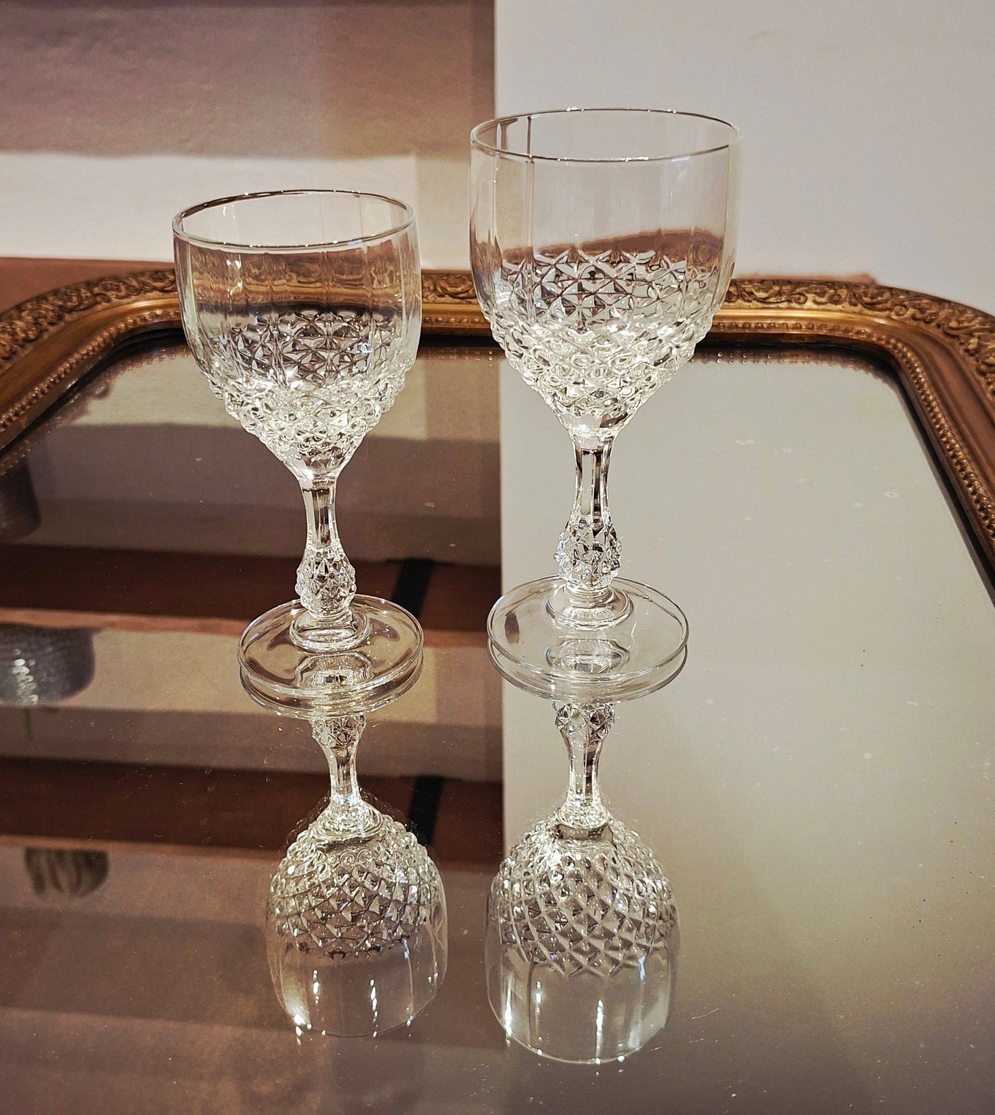 6 petits verres en cristal d’Arques, modèle Chenonceaux