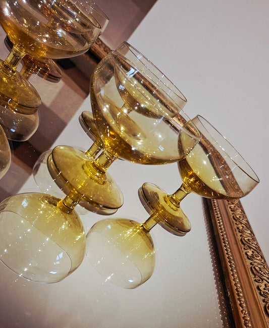 6 verres jaune ambré