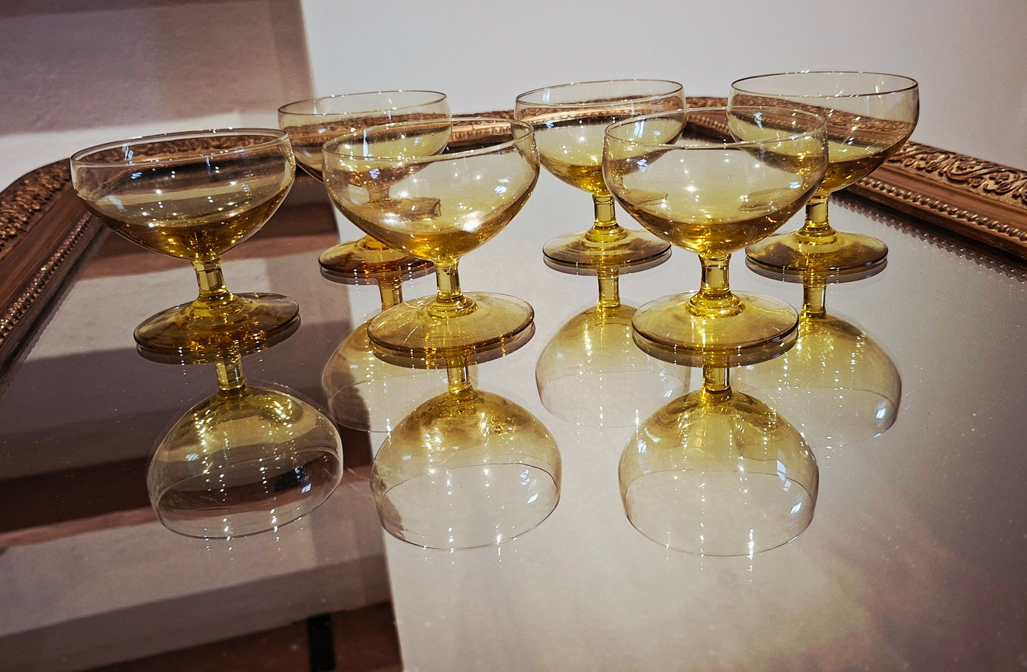 6 verres jaune ambré