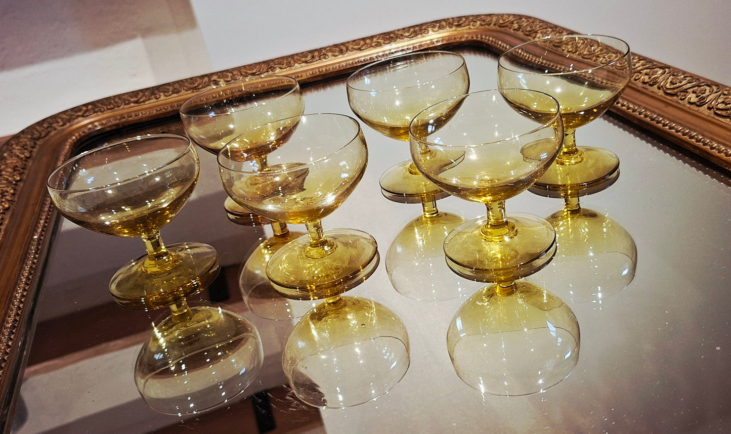 6 verres jaune ambré
