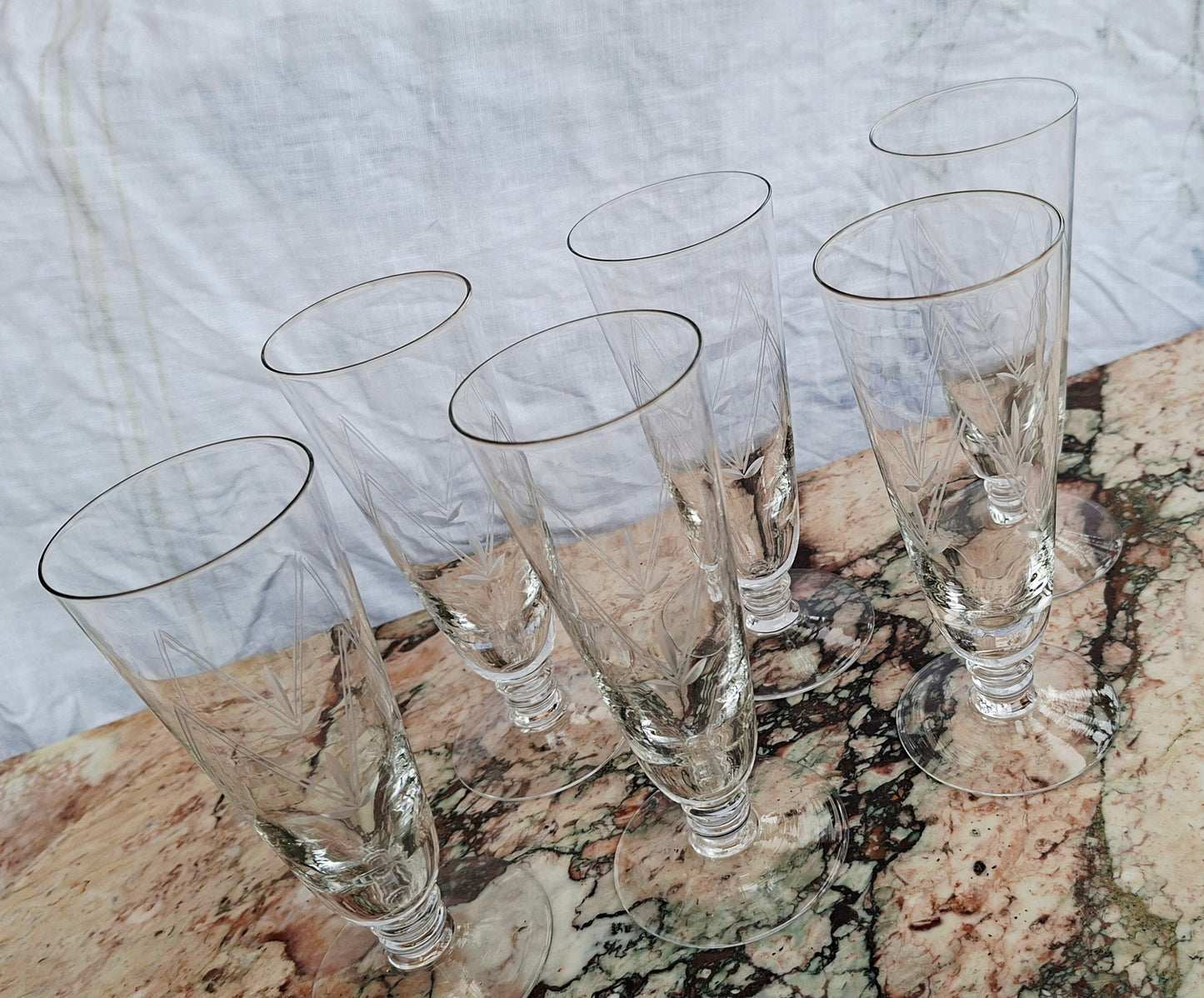 Lot de 6 flûtes en cristal