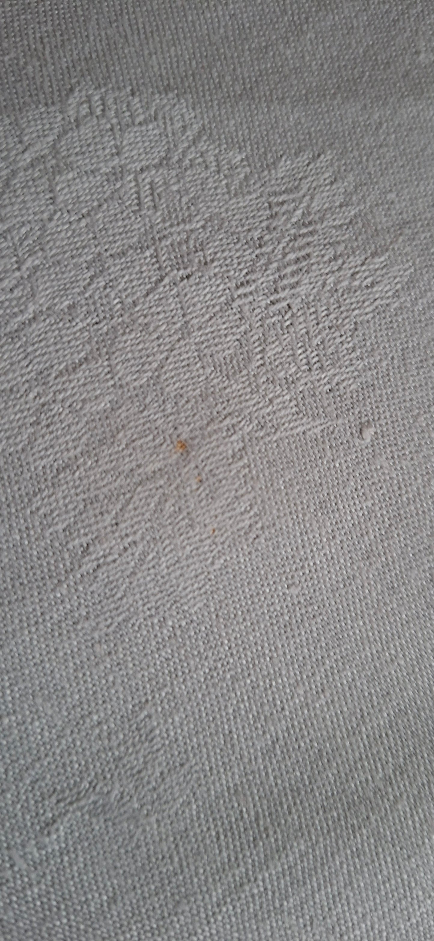 Grande Nappe Blanche ancienne damassée en lin – Linge de table ancien, décor de mûres  XXᵉ siècle