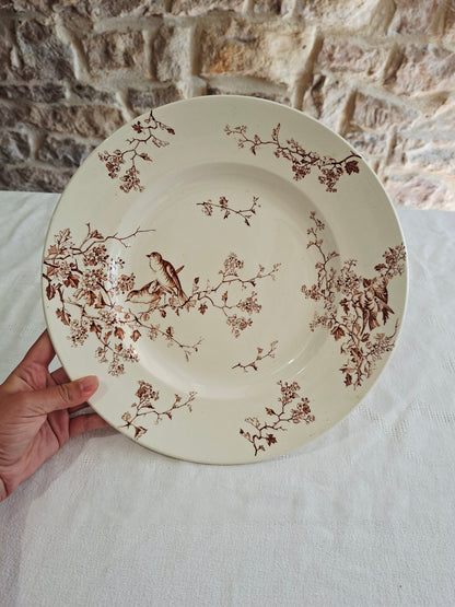 Grand plat ancien Lunéville K&G – modèle Fauvette