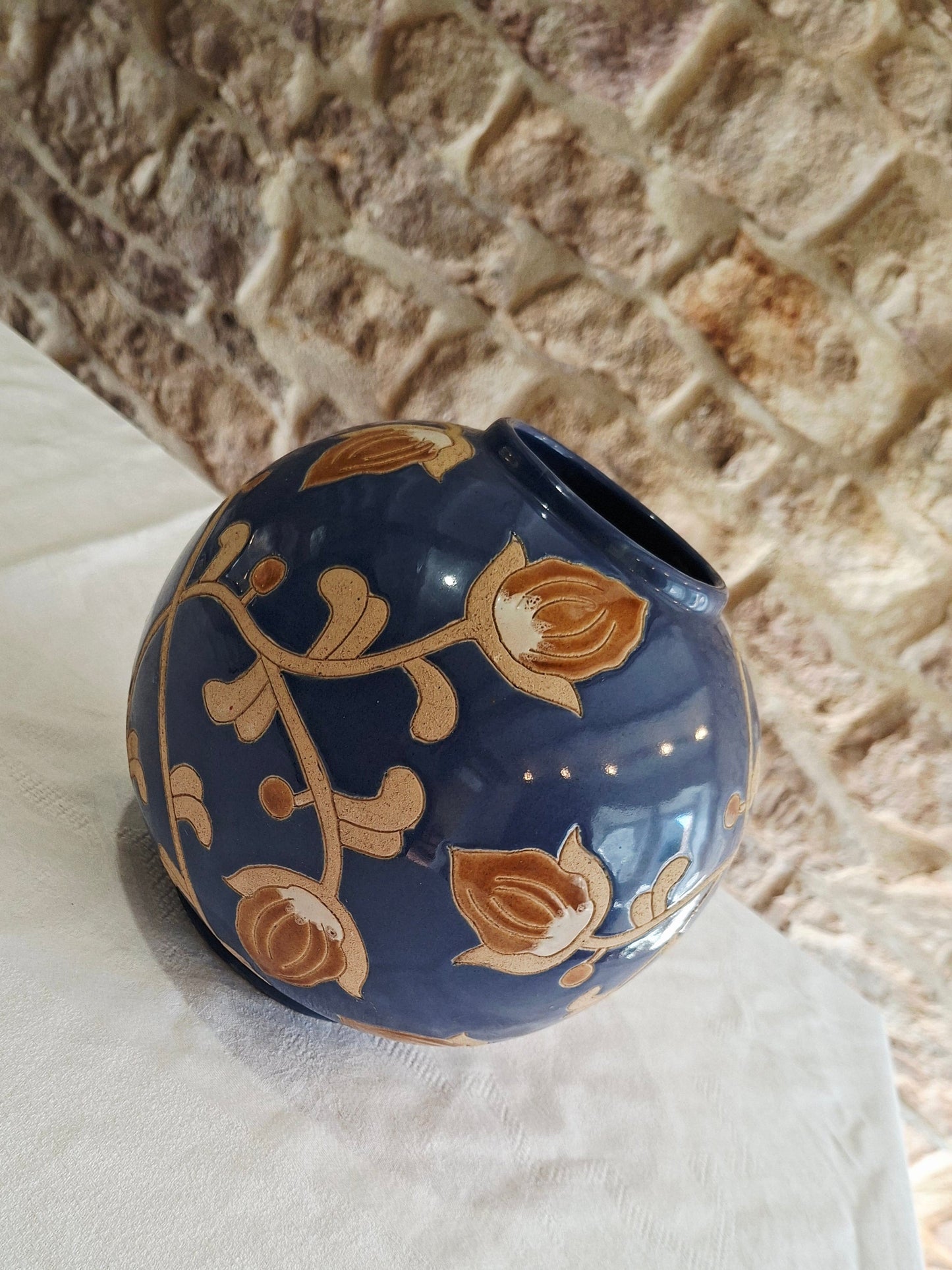Vase boule en grès - Art Déco
