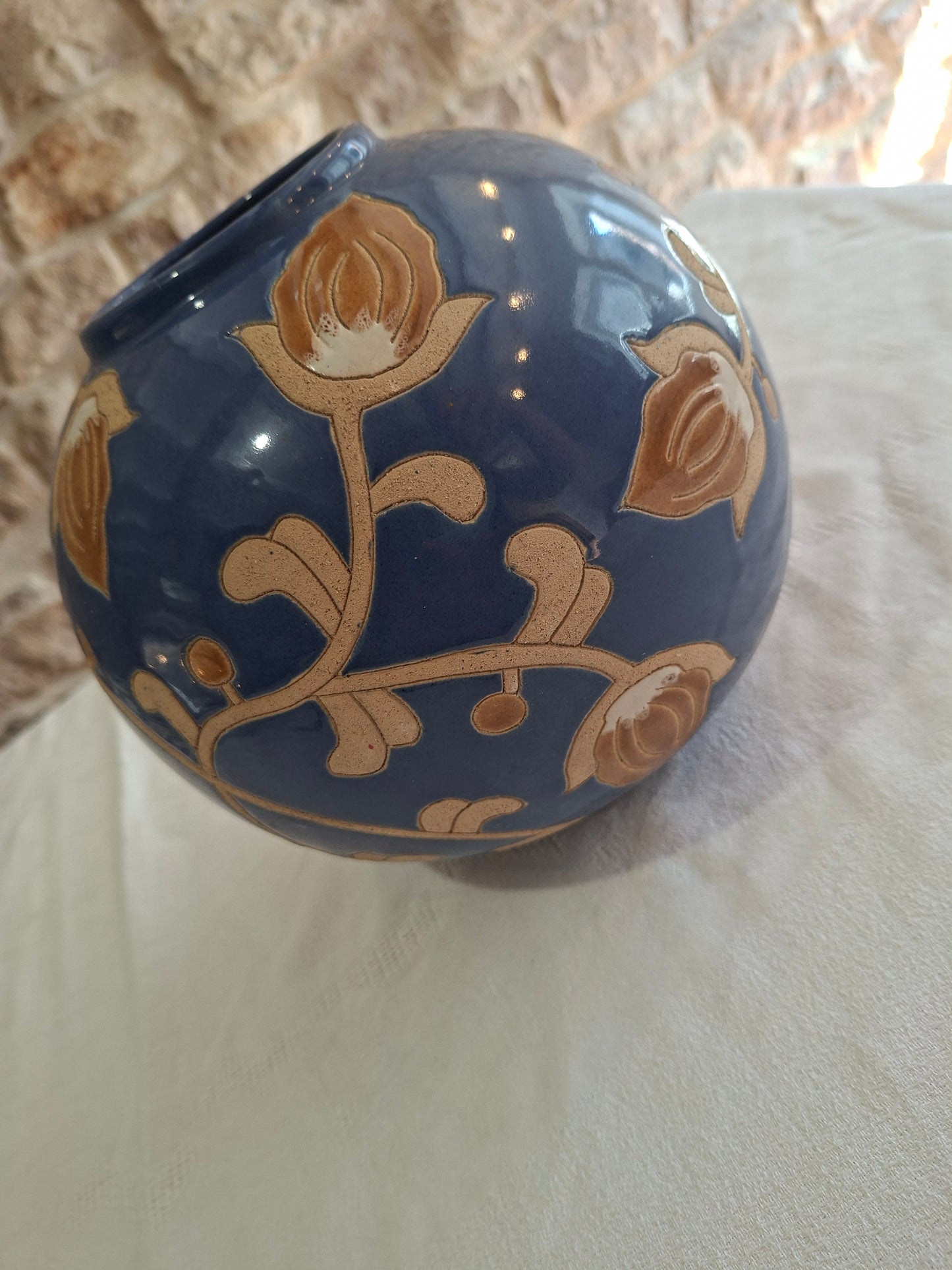 Vase boule en grès - Art Déco