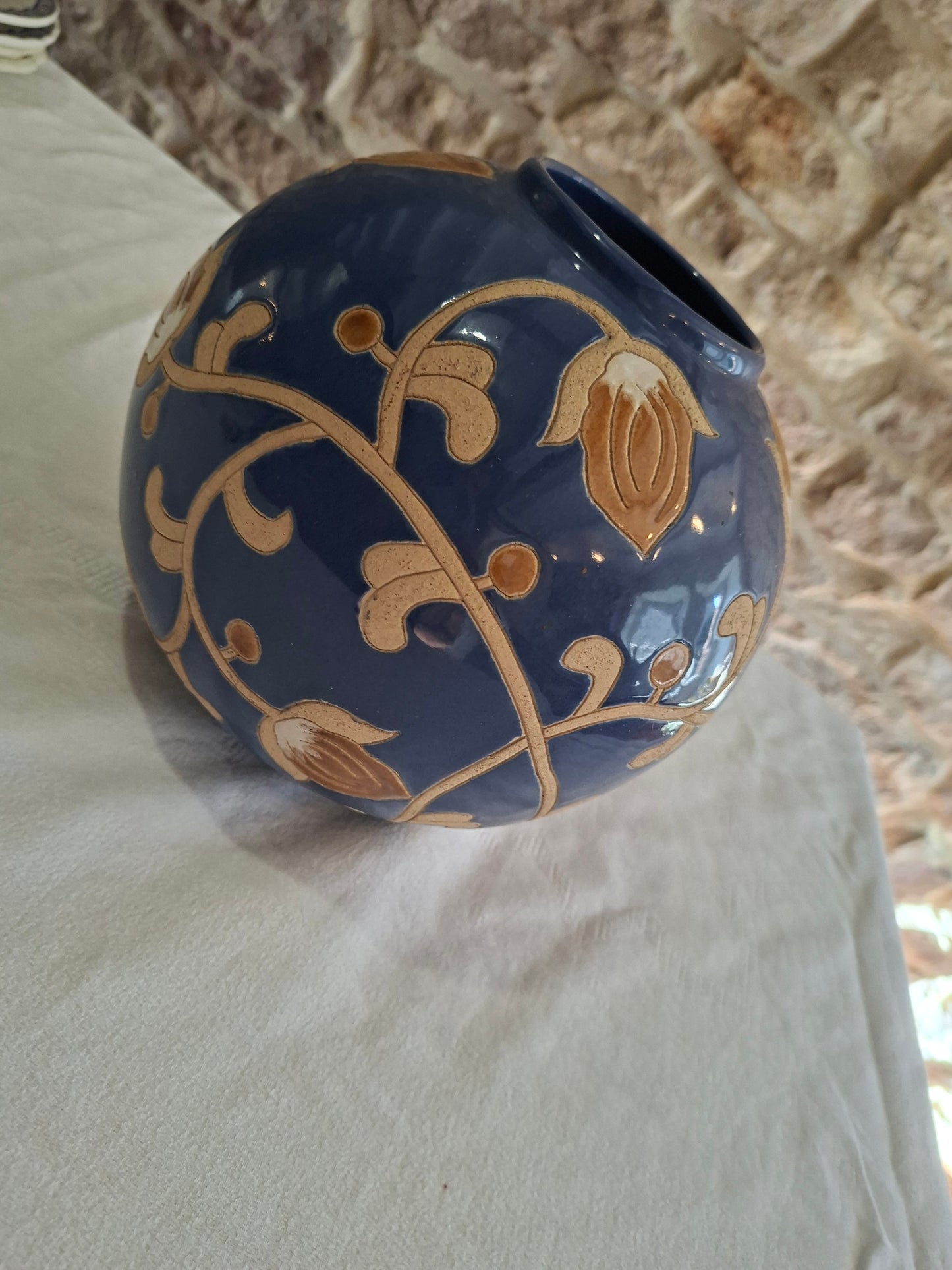Vase boule en grès - Art Déco