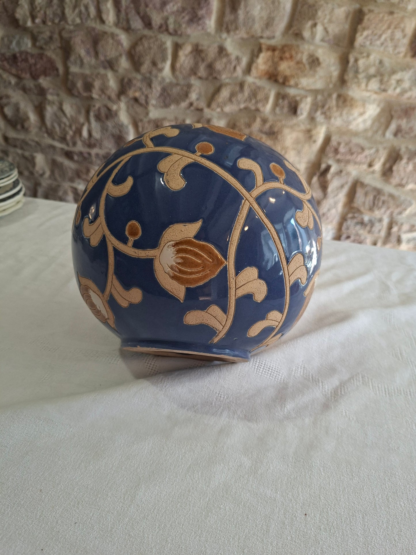 Vase boule en grès - Art Déco