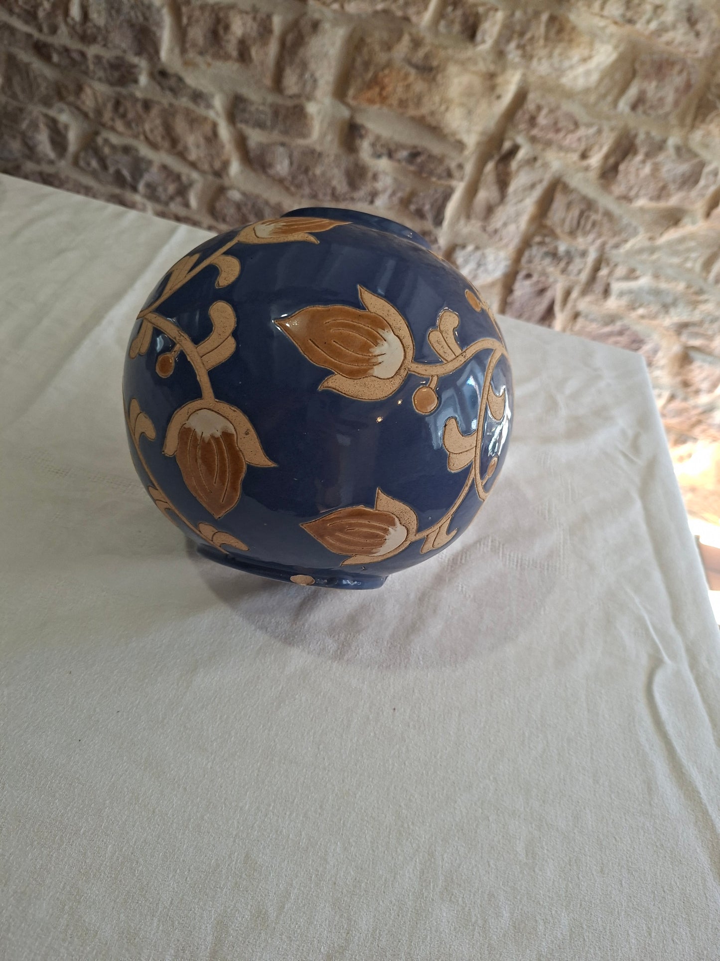 Vase boule en grès - Art Déco