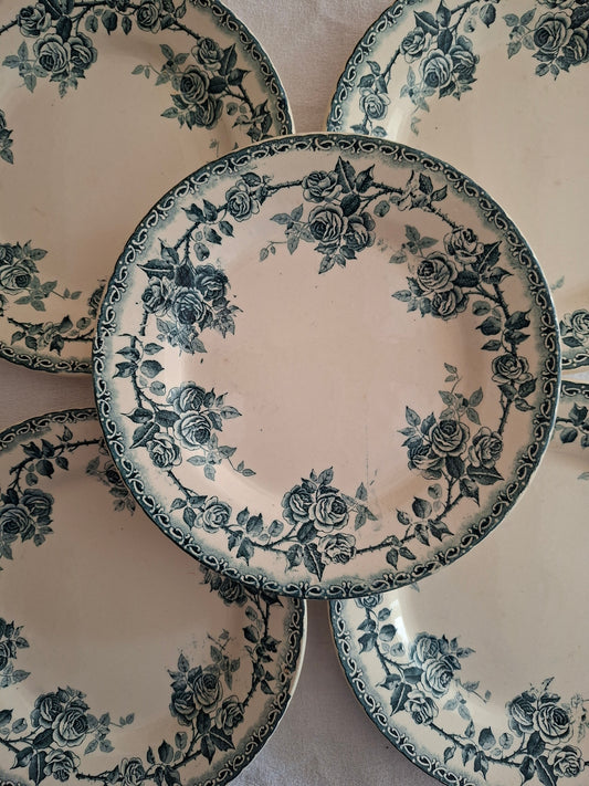 6 Assiettes à dessert en terre de fer Choisy-le-Roi modèle " Paris"
