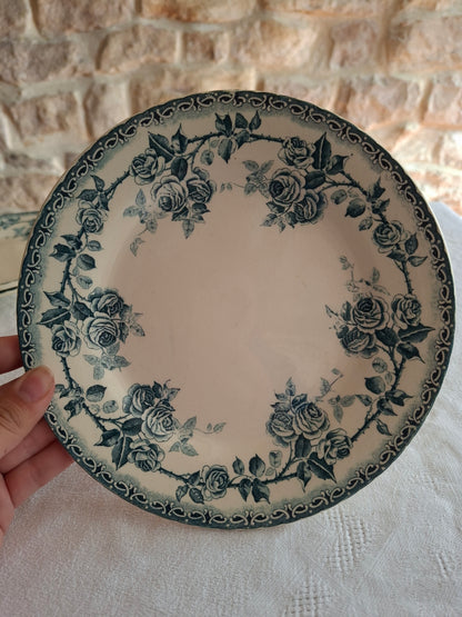 6 Assiettes à dessert en terre de fer Choisy-le-Roi modèle " Paris"