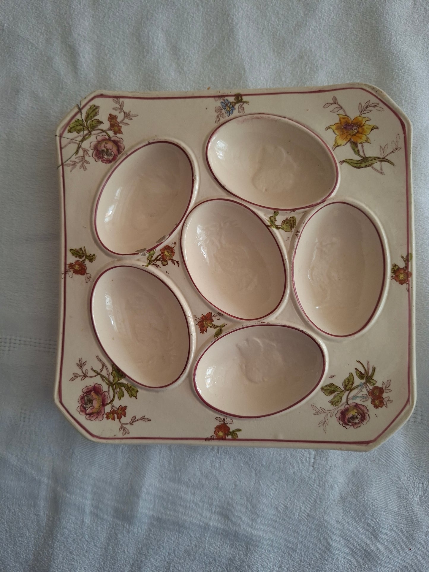 Plat à œufs Longchamp ancien – Faïence française