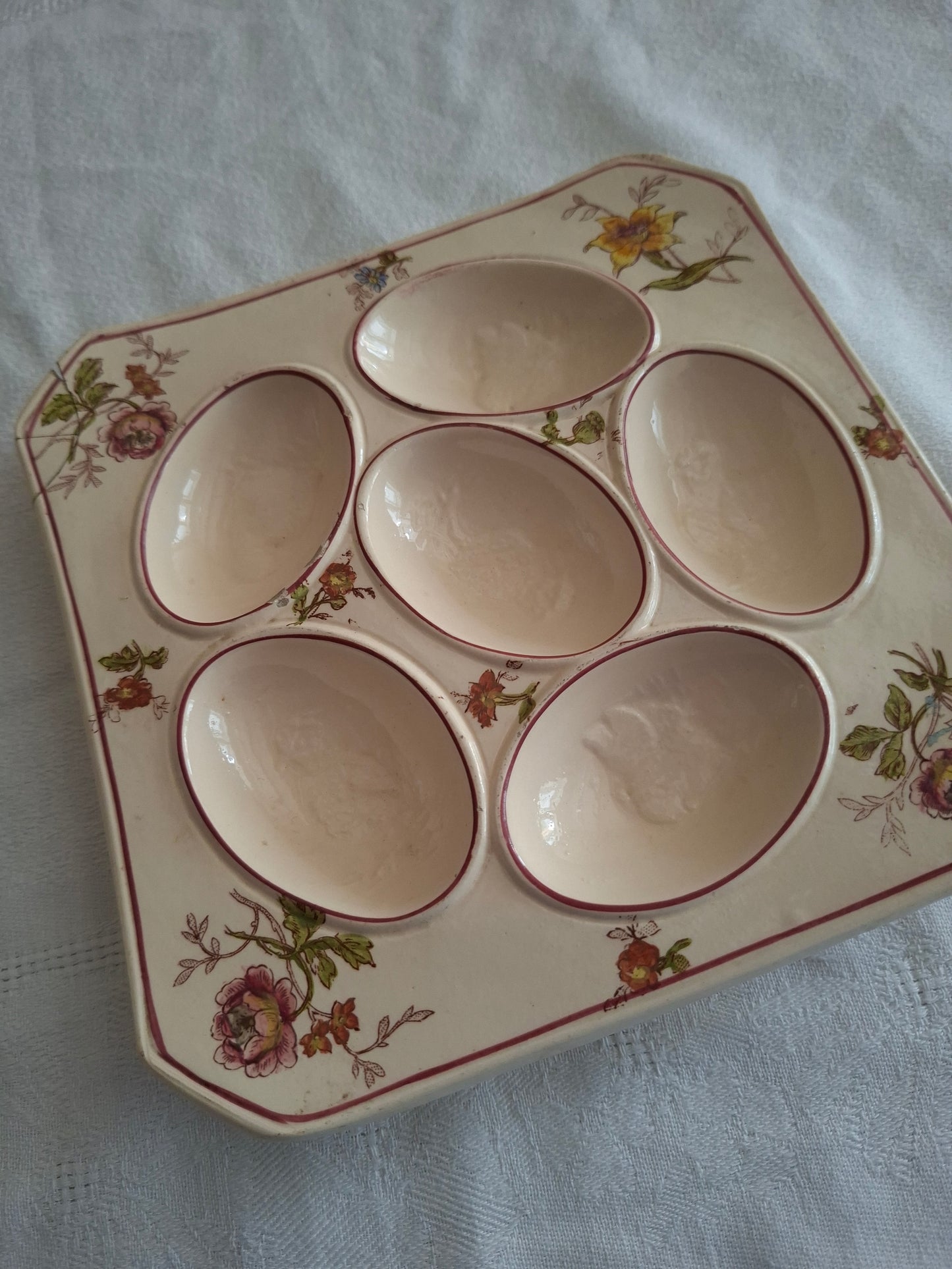 Plat à œufs Longchamp ancien – Faïence française