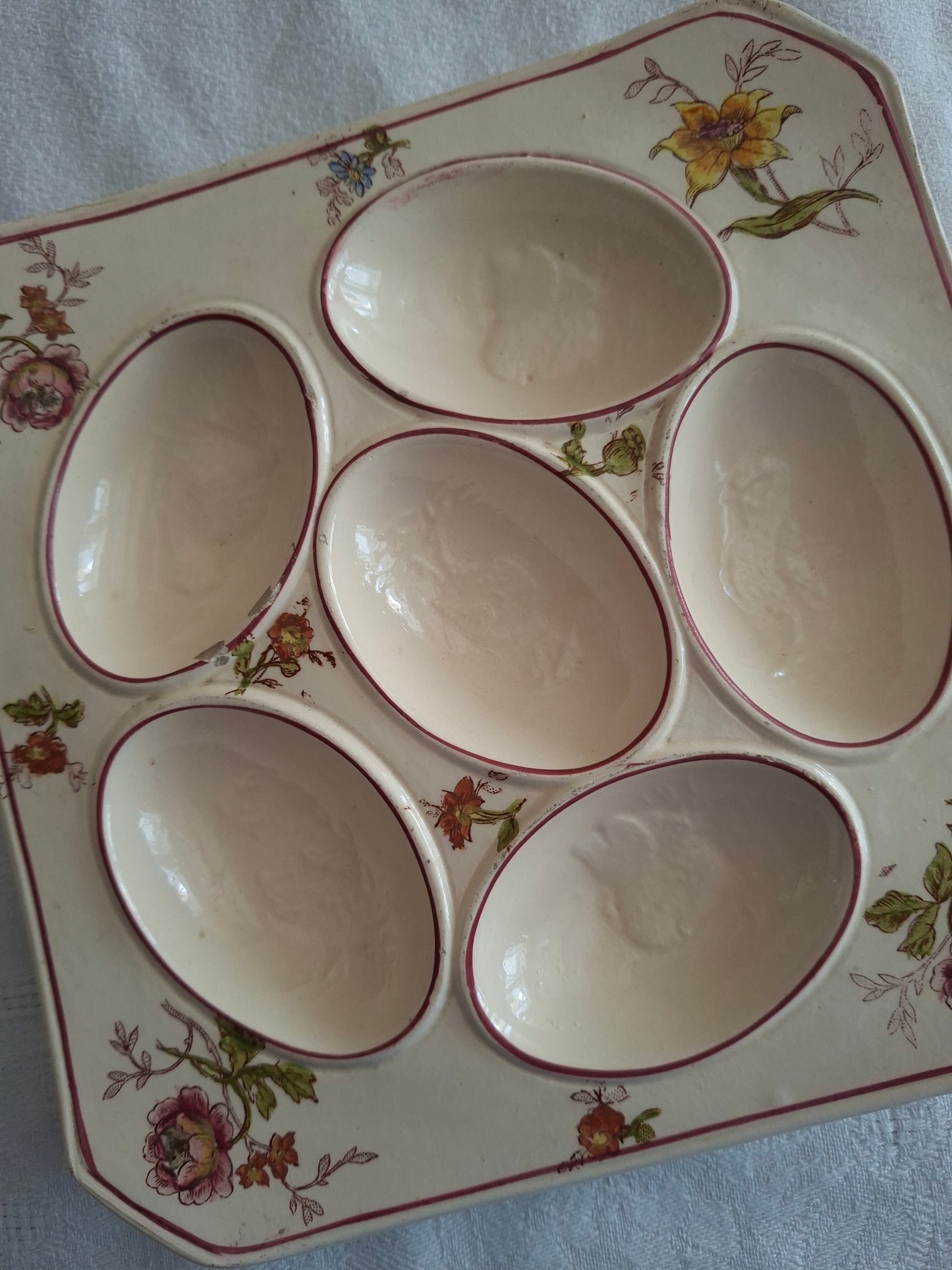 Plat à œufs Longchamp ancien – Faïence française