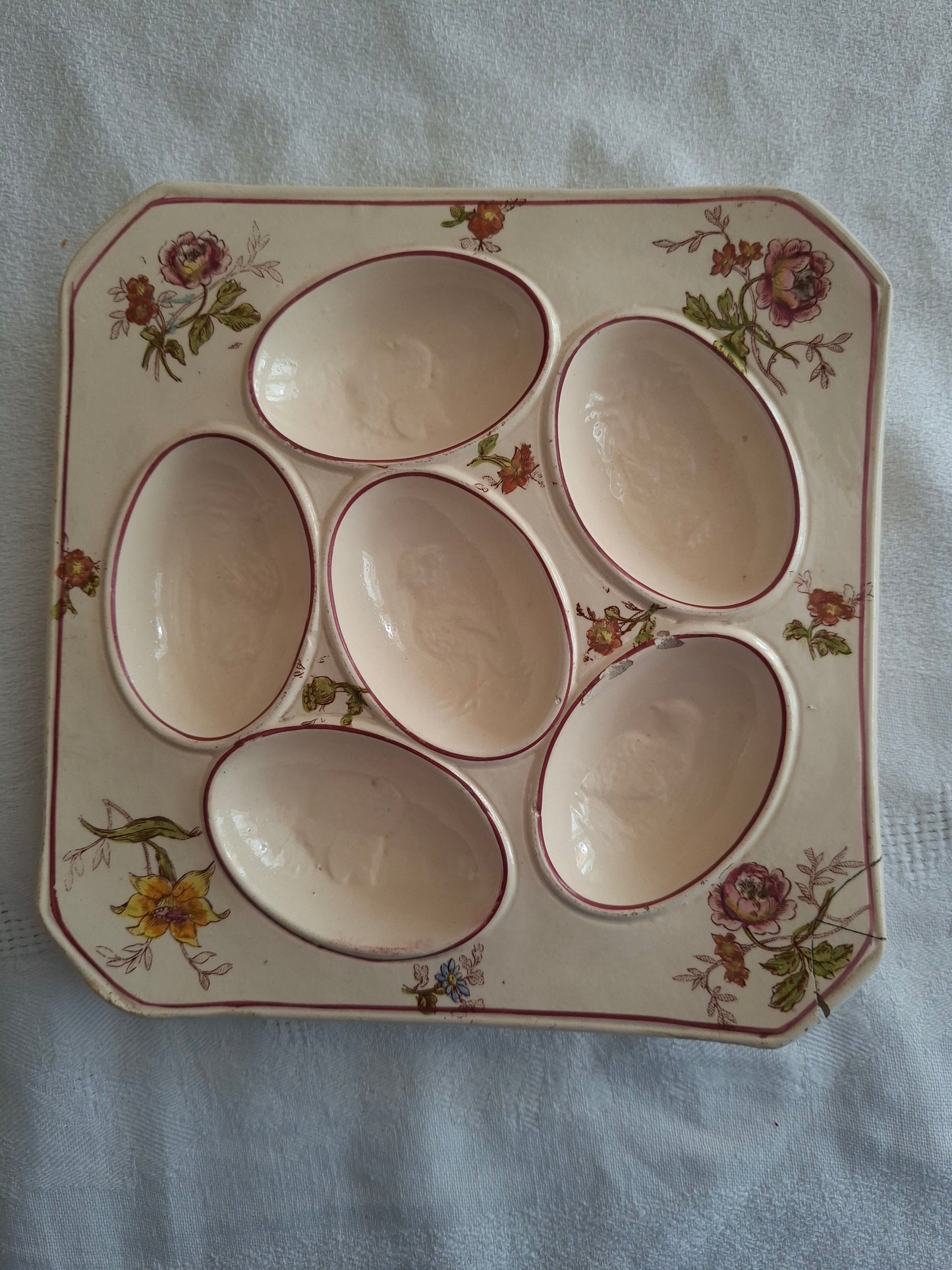 Plat à œufs Longchamp ancien – Faïence française