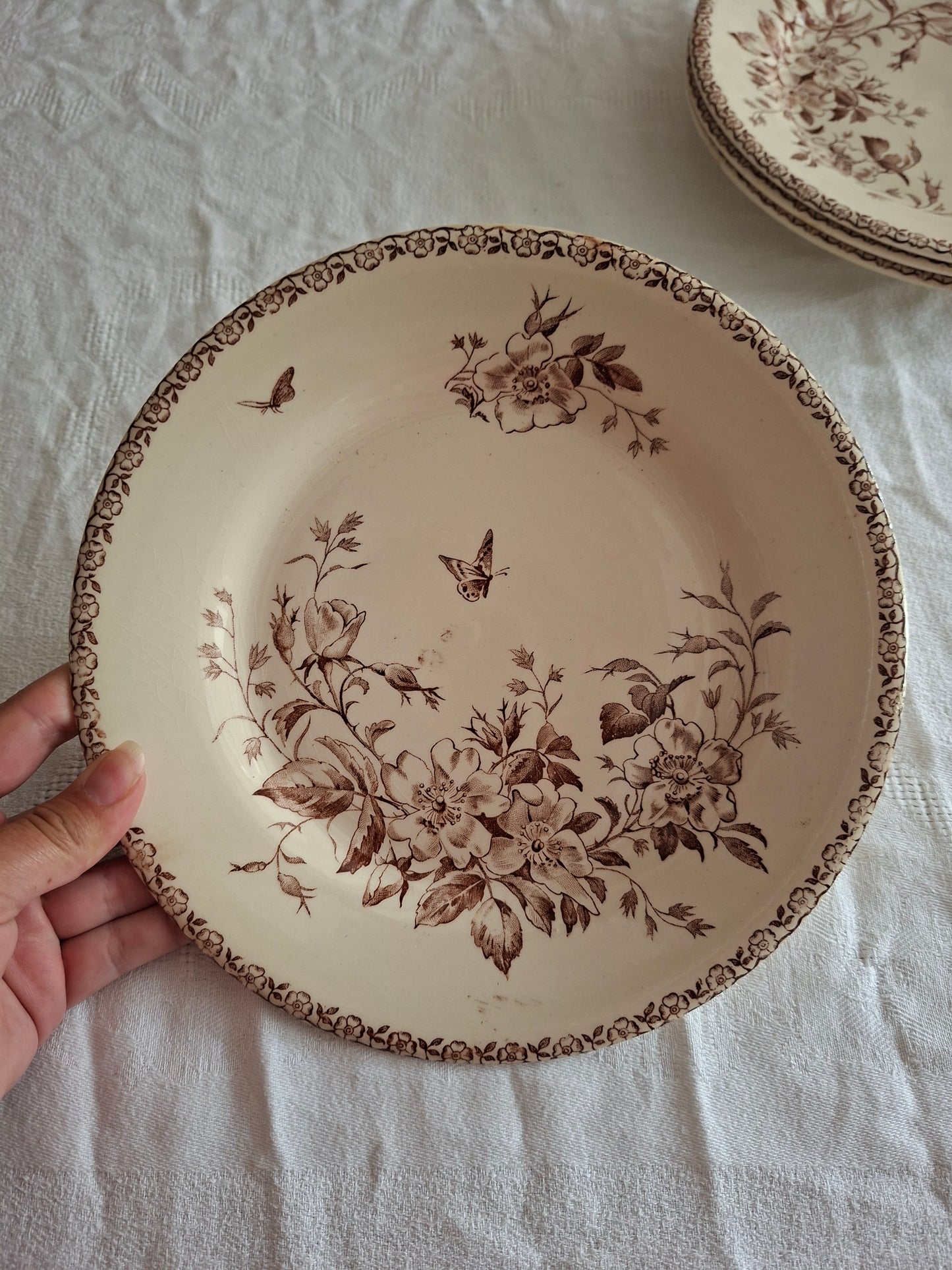Lot de 8 assiettes plates de la Manufacture de Gien – Modèle Mai (2)