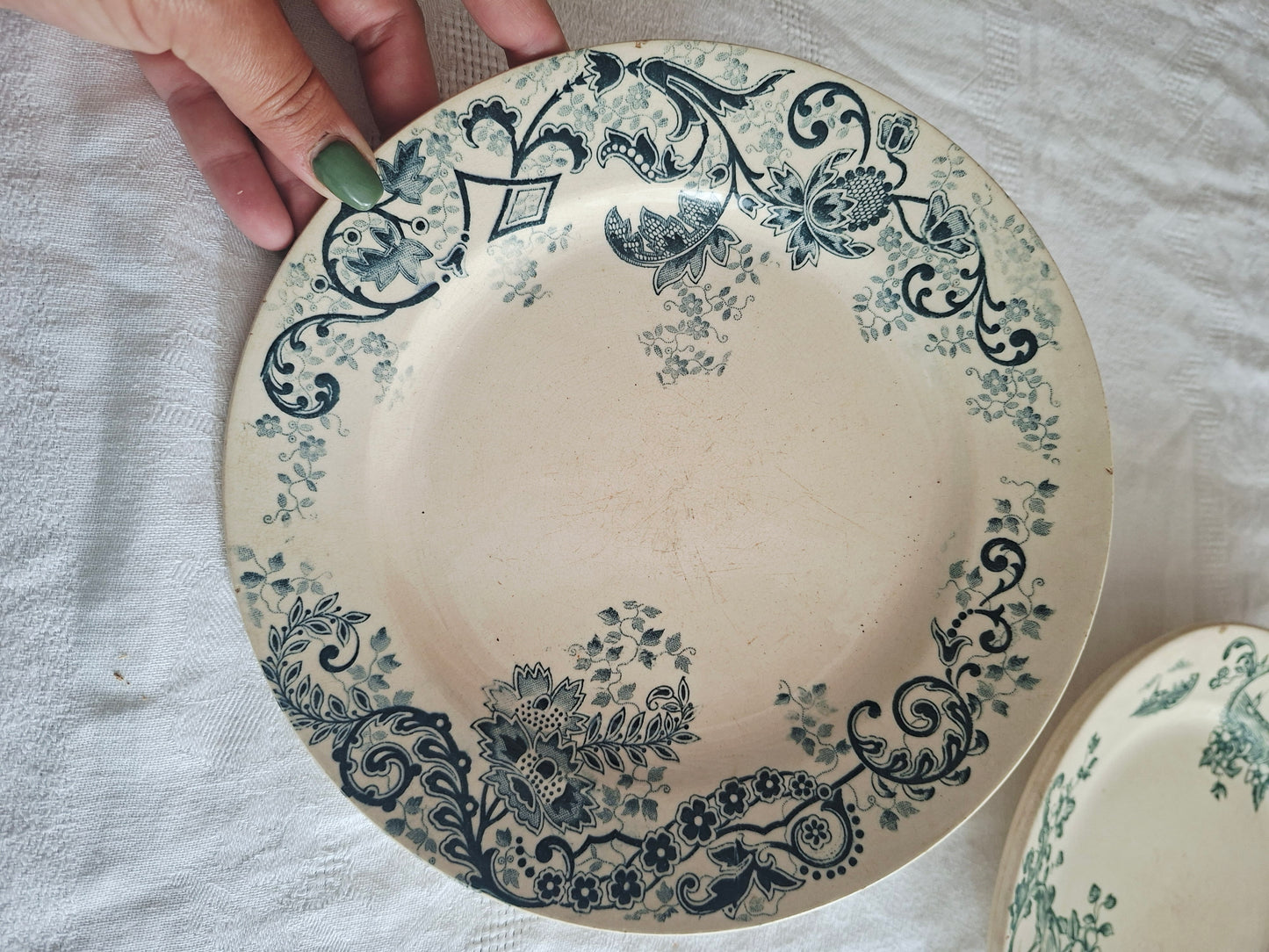 Lot de 6 assiettes plates anciennes – Mix & Match de faïenceries françaises