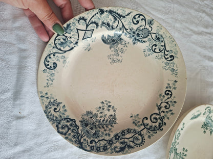 Lot de 6 assiettes plates anciennes – Mix & Match de faïenceries françaises