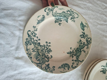 Lot de 6 assiettes plates anciennes – Mix & Match de faïenceries françaises
