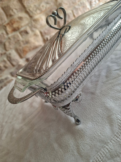 Plat de service Anchor Hocking avec support et couvercle – Made in England