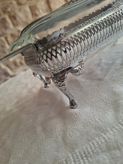 Plat de service Anchor Hocking avec support et couvercle – Made in England