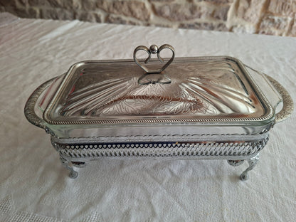 Plat de service Anchor Hocking avec support et couvercle – Made in England