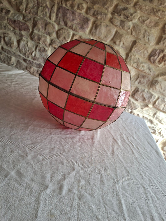 Suspension boule à facettes vintage en nacre et laiton