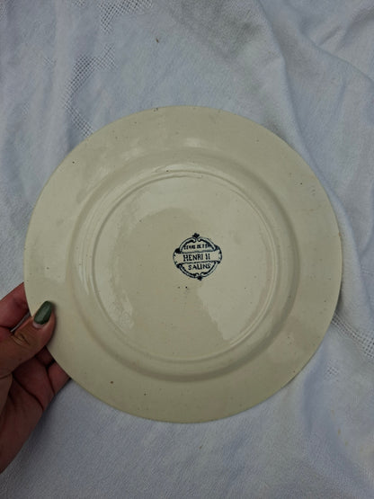 Lot de 6 assiettes plates anciennes en Terre de Fer – Dégradé de bleus nuit – Mix & Match
