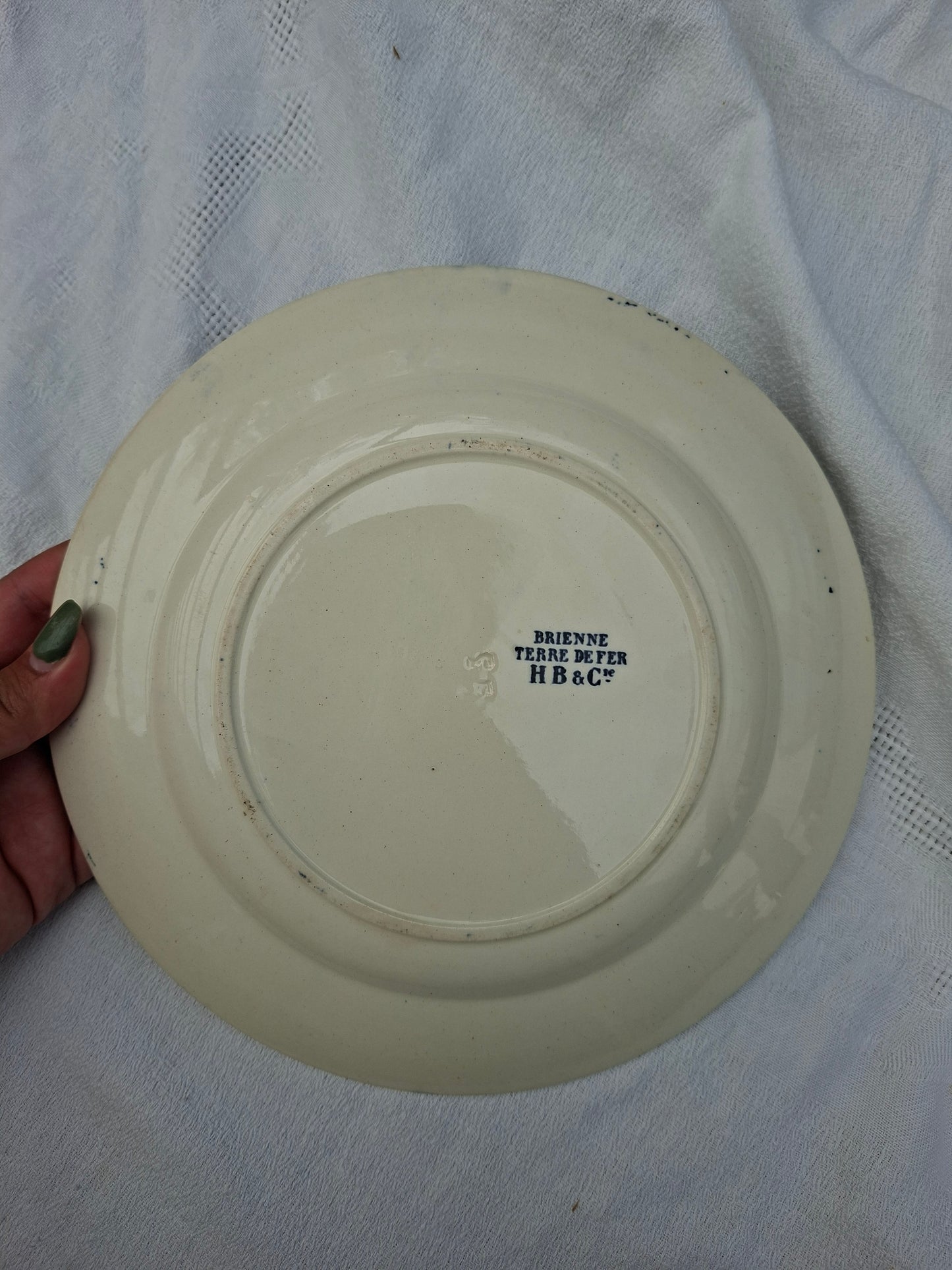 Lot de 6 assiettes plates anciennes en Terre de Fer – Dégradé de bleus nuit – Mix & Match