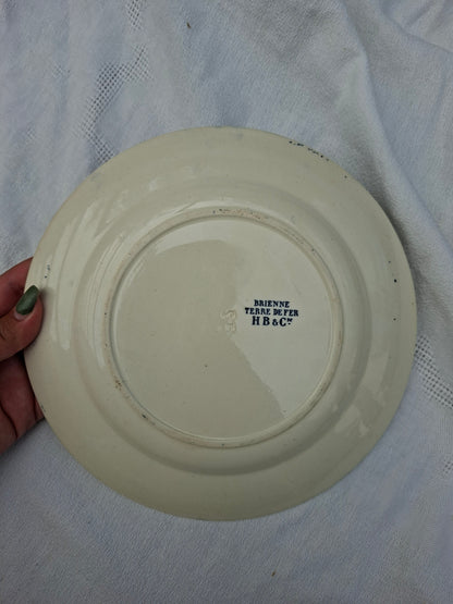 Lot de 6 assiettes plates anciennes en Terre de Fer – Dégradé de bleus nuit – Mix & Match