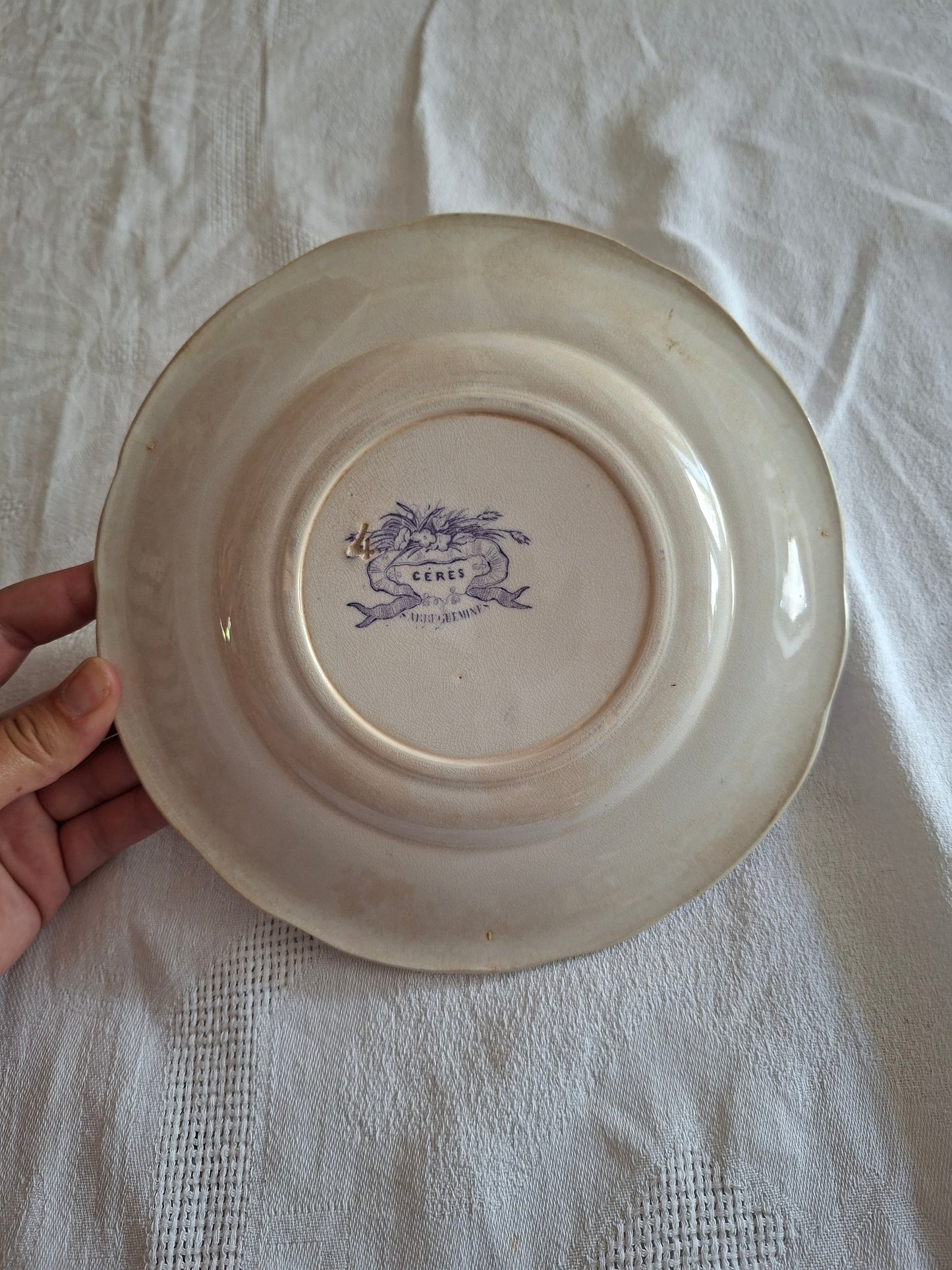 Assiette n°4 en faïence de Sarreguemines – Modèle Cérès