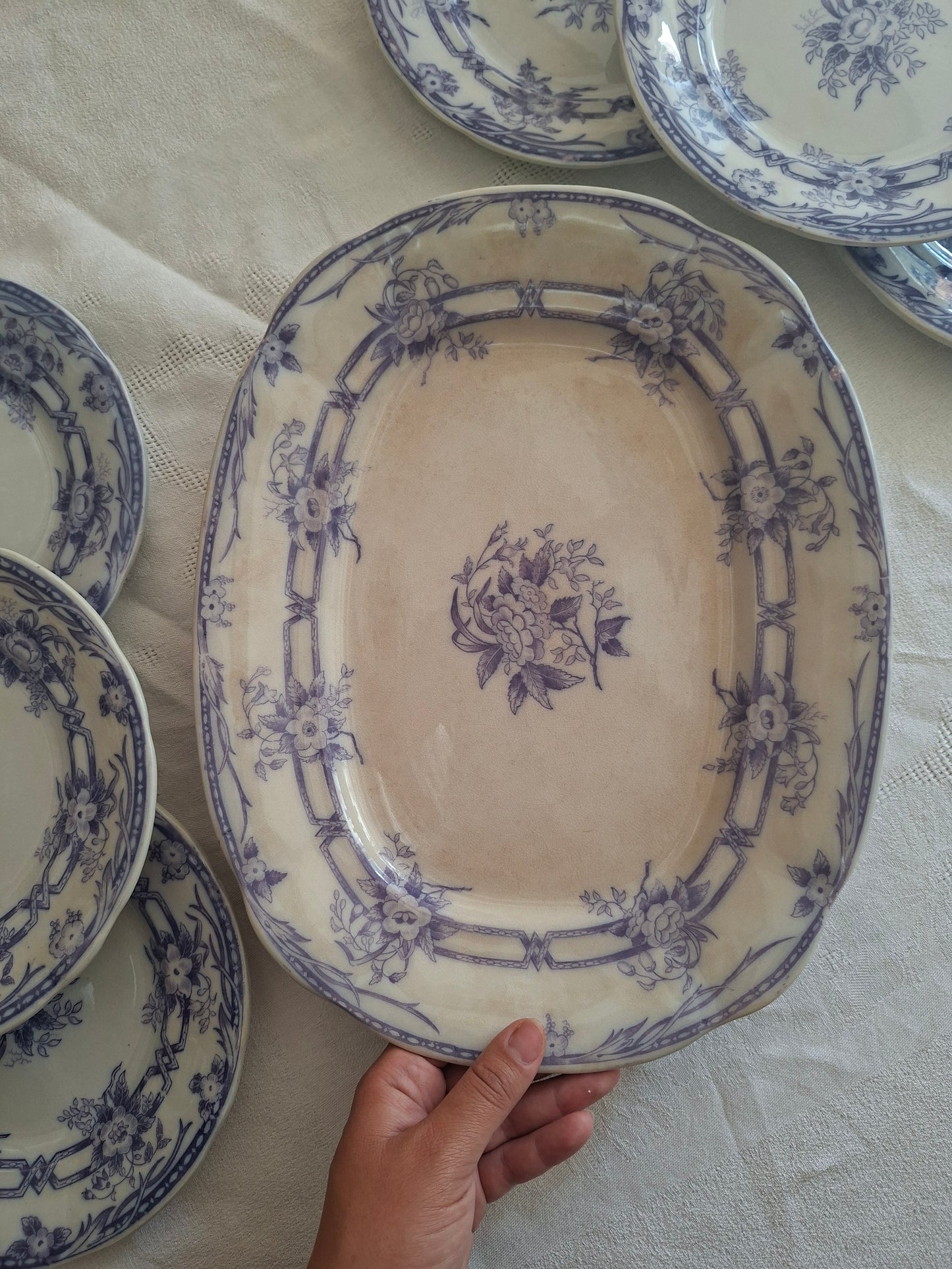 Grand plat rectangulaire en faïence de Sarreguemines – Modèle Cérès