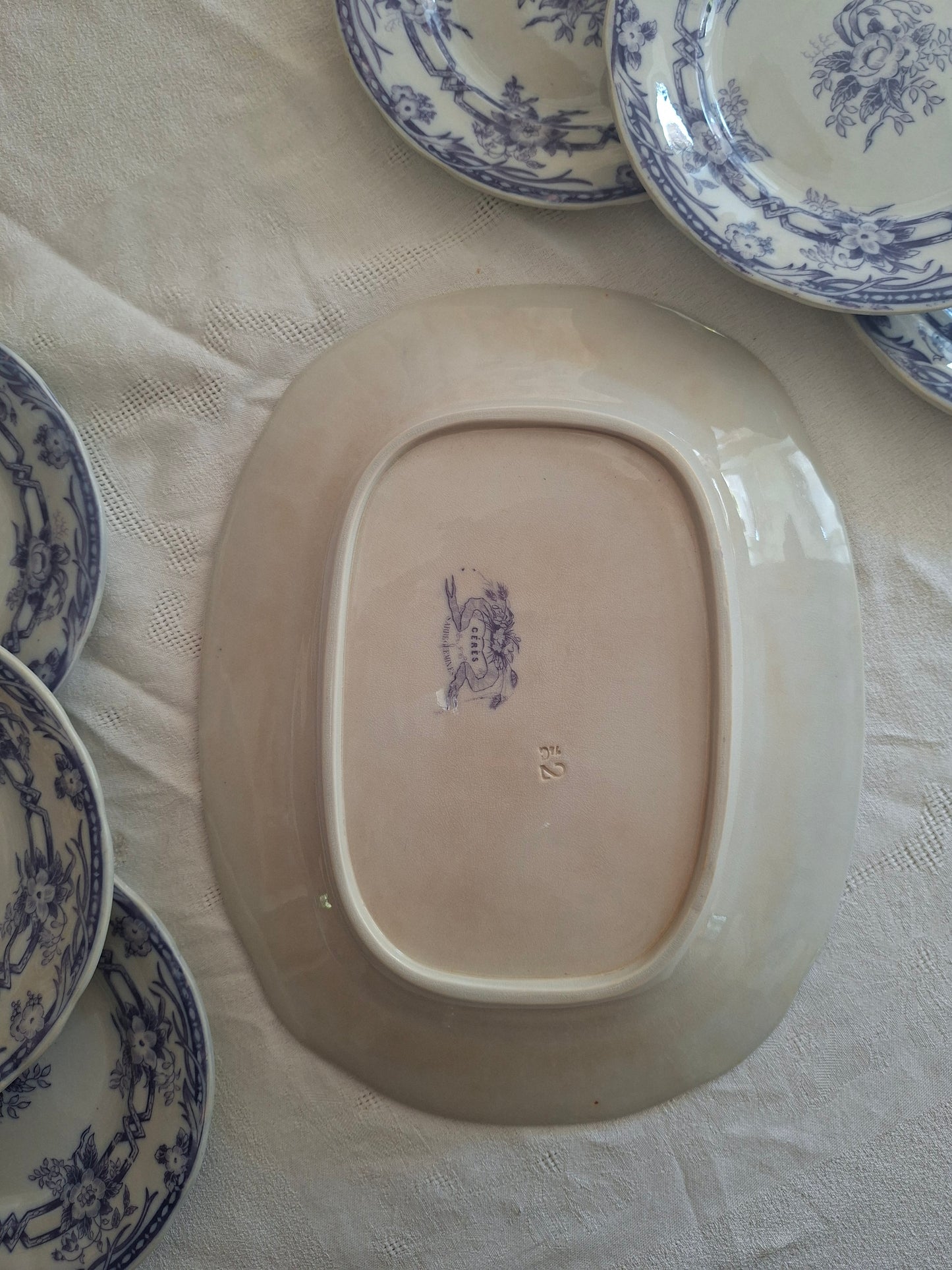 Grand plat rectangulaire en faïence de Sarreguemines – Modèle Cérès