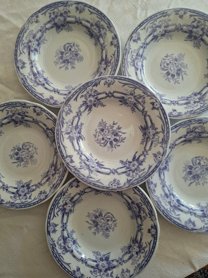 Lot de 6 assiettes creuses en faïence de Sarreguemines – Modèle Cérès