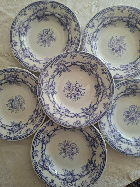 Lot de 6 assiettes creuses en faïence de Sarreguemines – Modèle Cérès