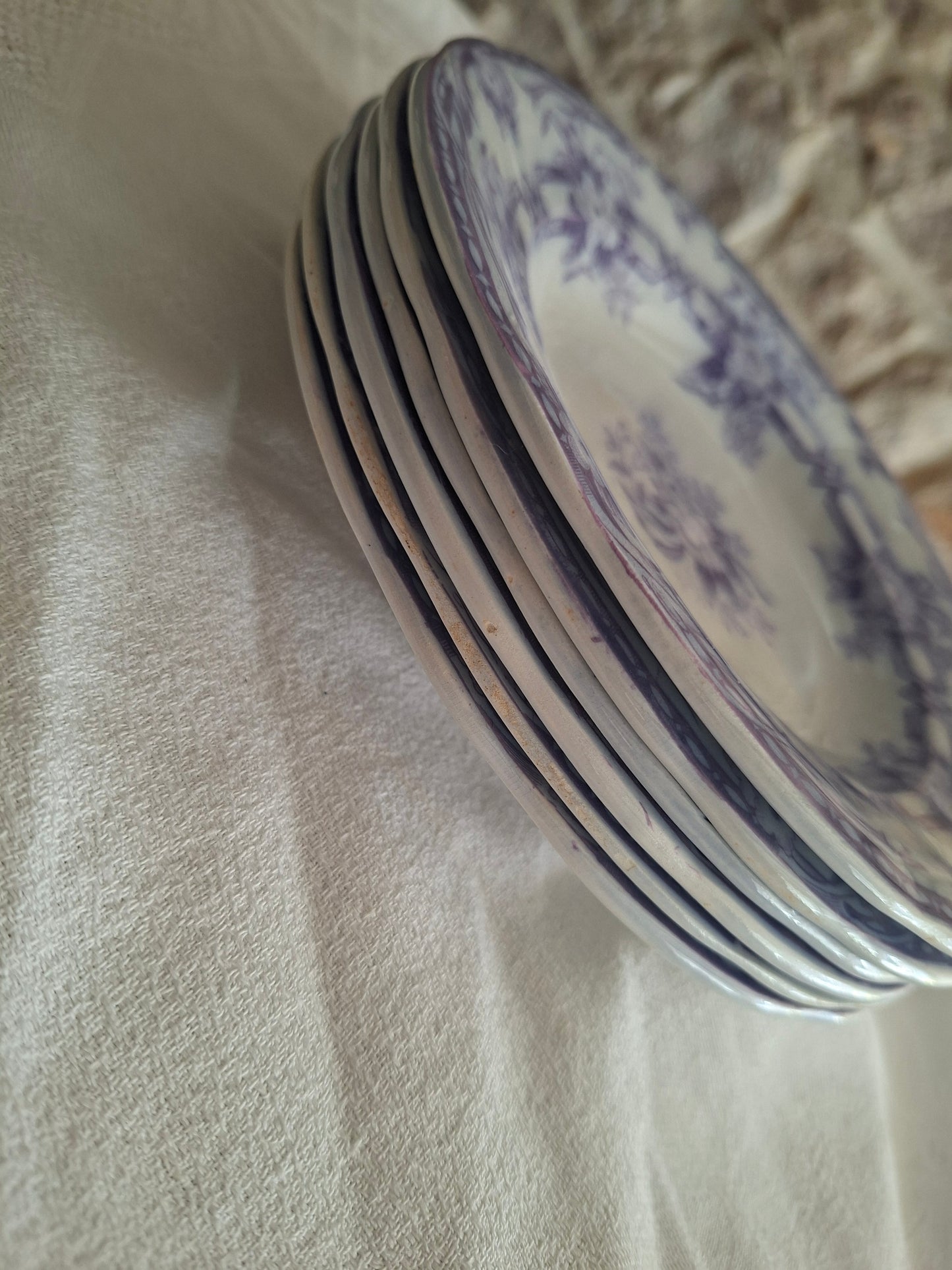 Lot de 6 assiettes creuses n°2 en faïence de Sarreguemines – Modèle Cérès