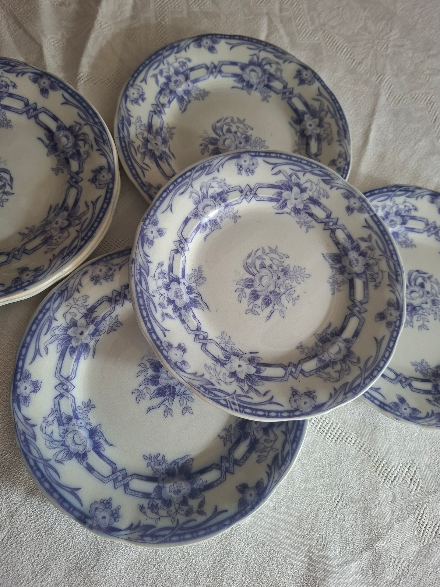 Lot de 6 assiettes à dessert n°2 en faïence de Sarreguemines – Modèle Cérès