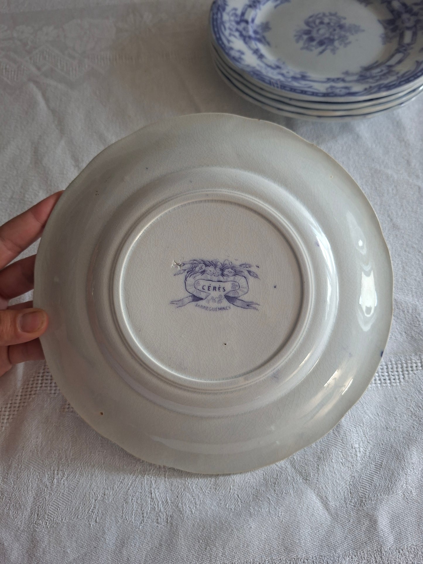 Lot de 6 assiettes à dessert n°2 en faïence de Sarreguemines – Modèle Cérès